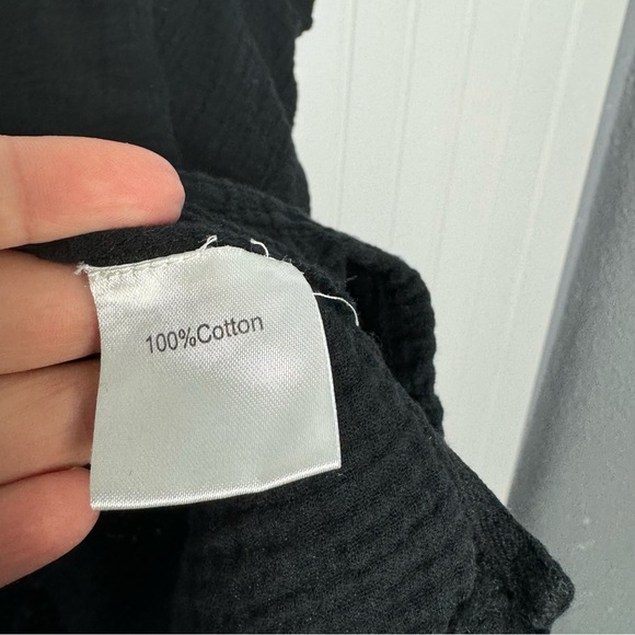 Lulu B Top Small Black Solid Gauze Short Sleeve Cotton Lightweight Coastal Casua - Picture 5 of 7